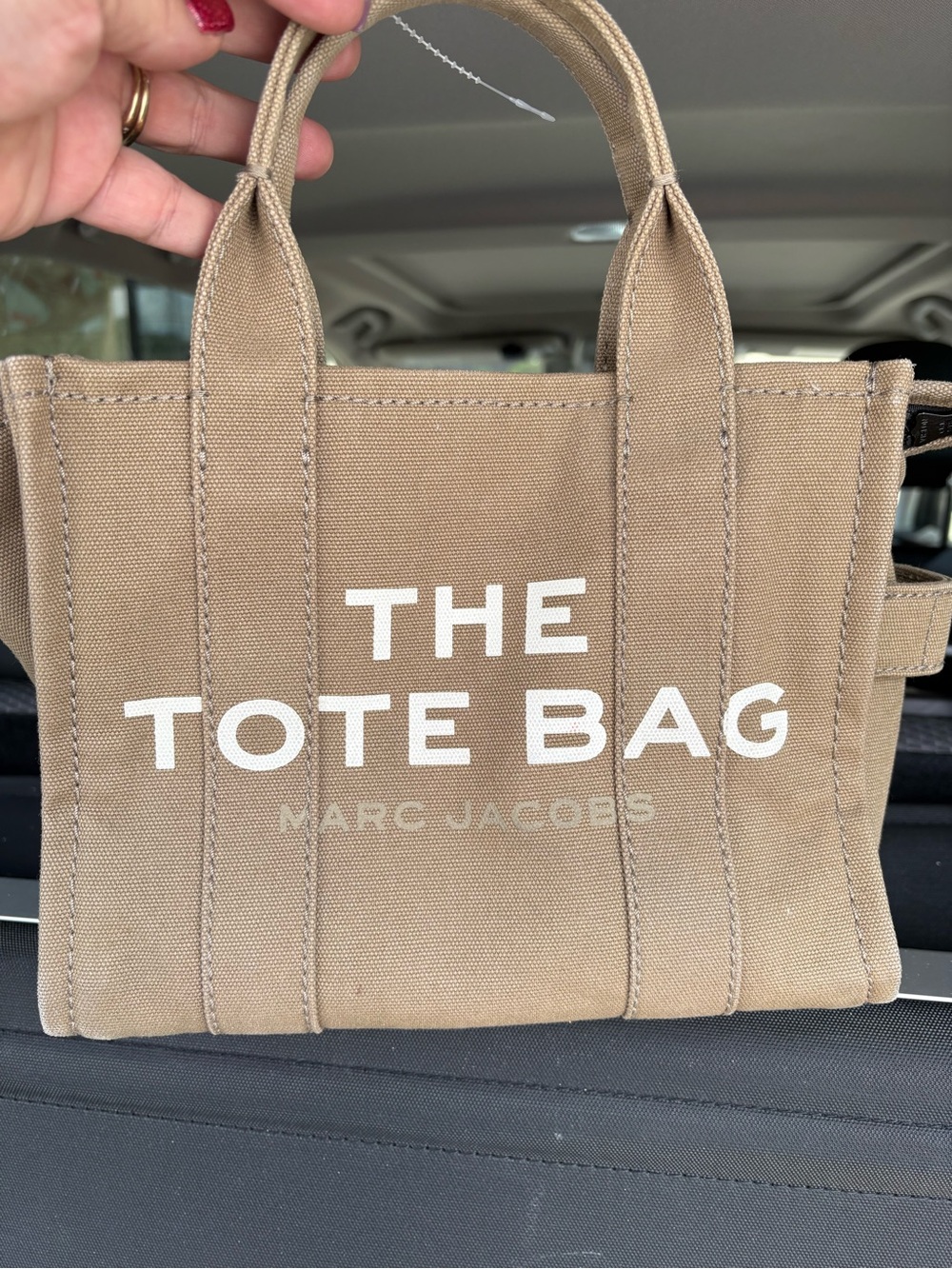 Marc Jacobs Canvas Mini Tote in Khaki with White Logo